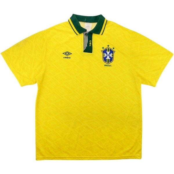 Camiseta Brasil Replica Primera Ropa Retro 1991 1993 Amarillo